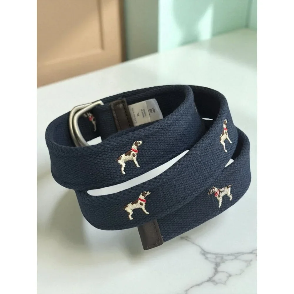Lands’ End Boys D-Ring Dog Pattern Belt